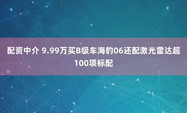 配资中介 9.99万买B级车海豹06还配激光雷达超100项标配